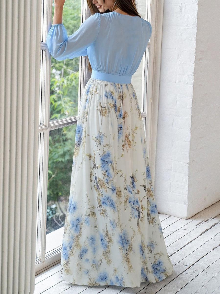 Wunderschönes Maxikleid mit Blumenmuster und V-Ausschnitt