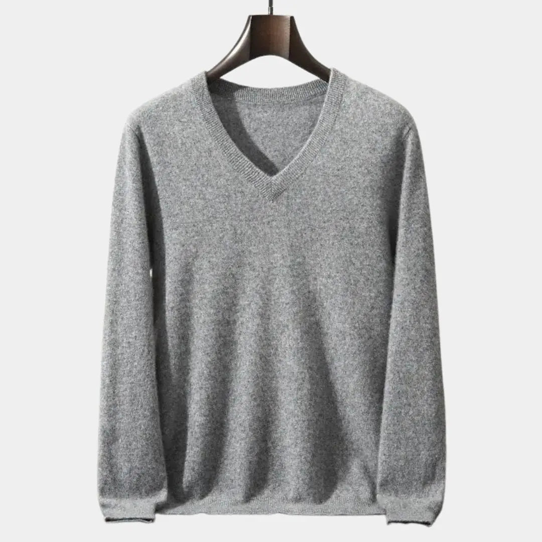 V-Ausschnitt Strickpullover aus Wolle