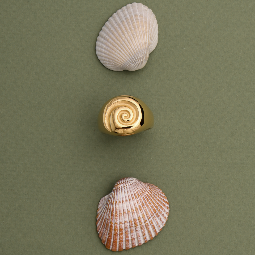 Damen Ring Gold Spiral Nautilus wasserdicht hypoallergen