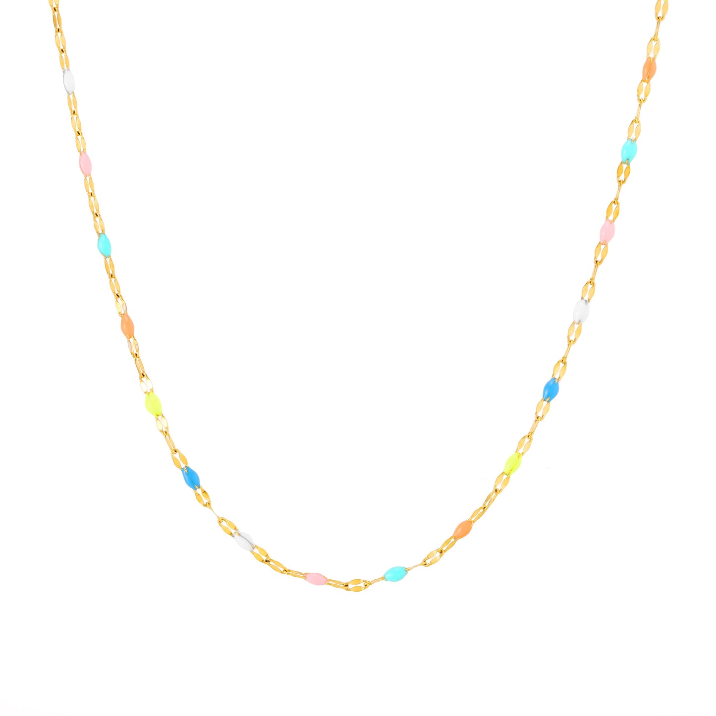 Damen Regenbogen Choker Gold Emaille bunt wasserfest hypoallergen Halskette