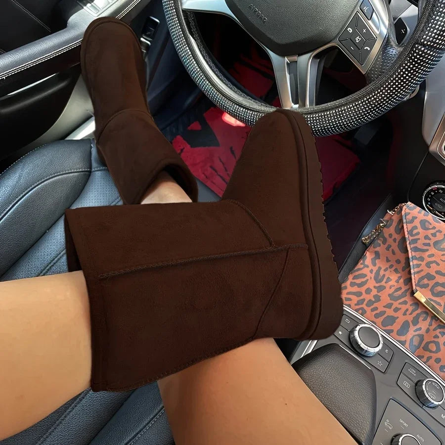 Damen Winterstiefel, mittelhohe Schneestiefel mit warmer Ausführung und rutschfester Sohle