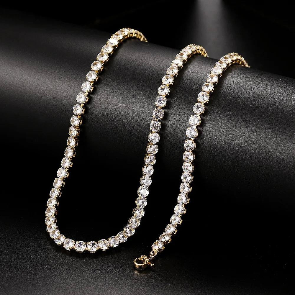 Damen Choker Halskette Tennis-Kette mit Cubic-Zirkonia Diamant-Look Kurze Hip-Hop Schmuckkette
