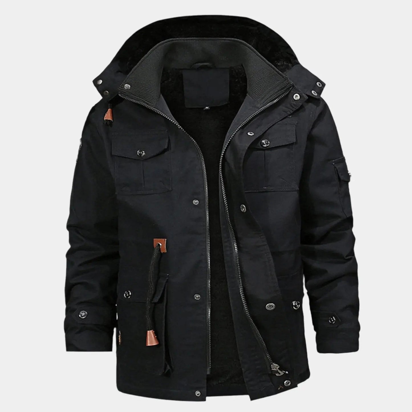 Fleece-Kapuzen-Bomberjacke