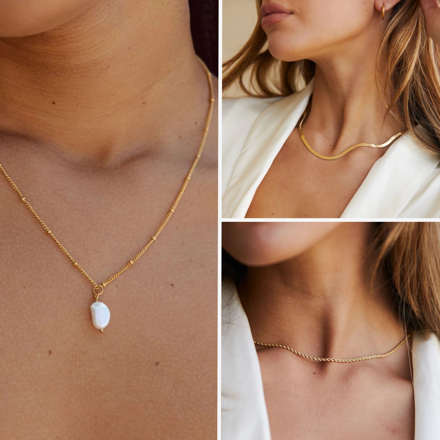 Damen Schmuckset Gold Herringbone Choker Sonnenanhänger Halskette wasserfest 2-teilig
