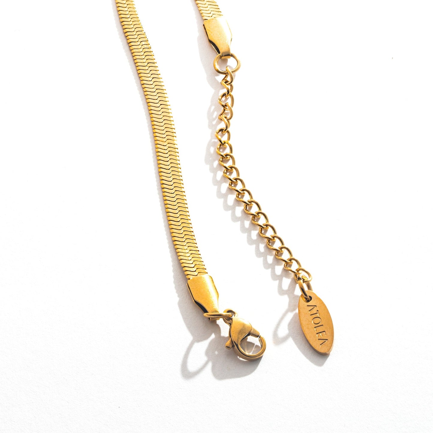 Damen Schmuckset Gold Herringbone Halskette Armband wasserfest 2-teilig