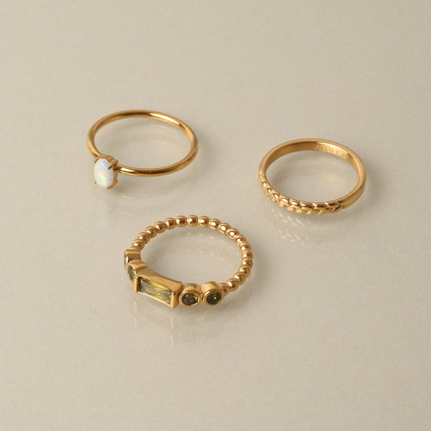 Damen Ring Gold Lorbeerkranz schmal wasserfest hypoallergen