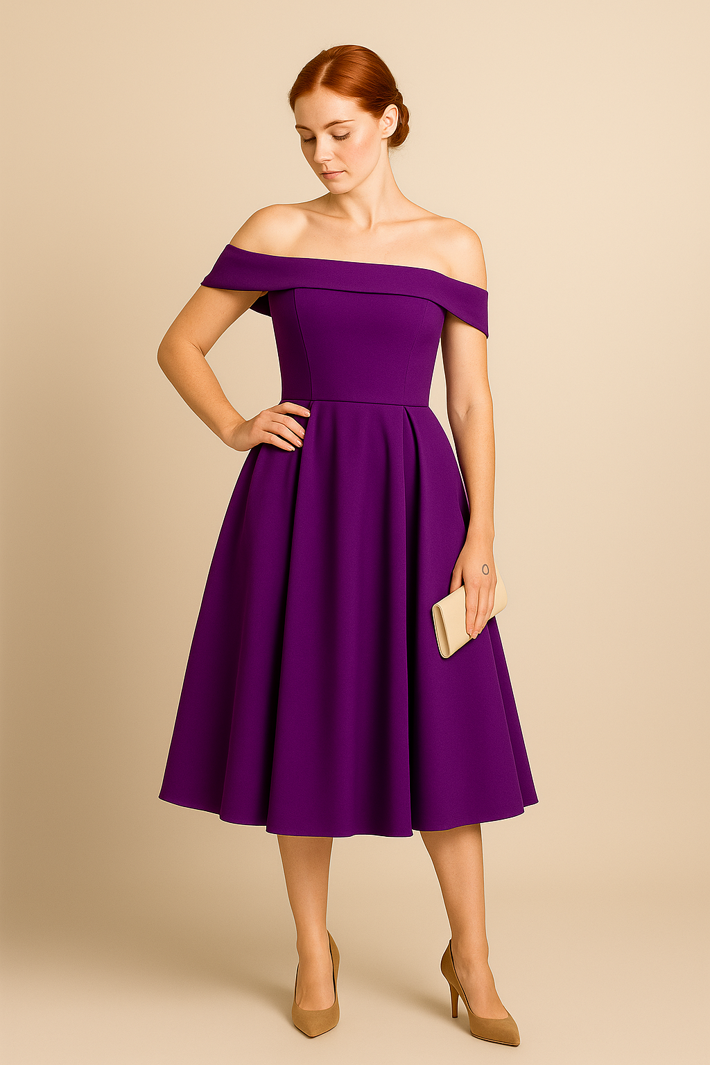 HERBERGER | Damen Schulterfreies A-Linien Kleid, Atmungsaktiv und Stilvoll