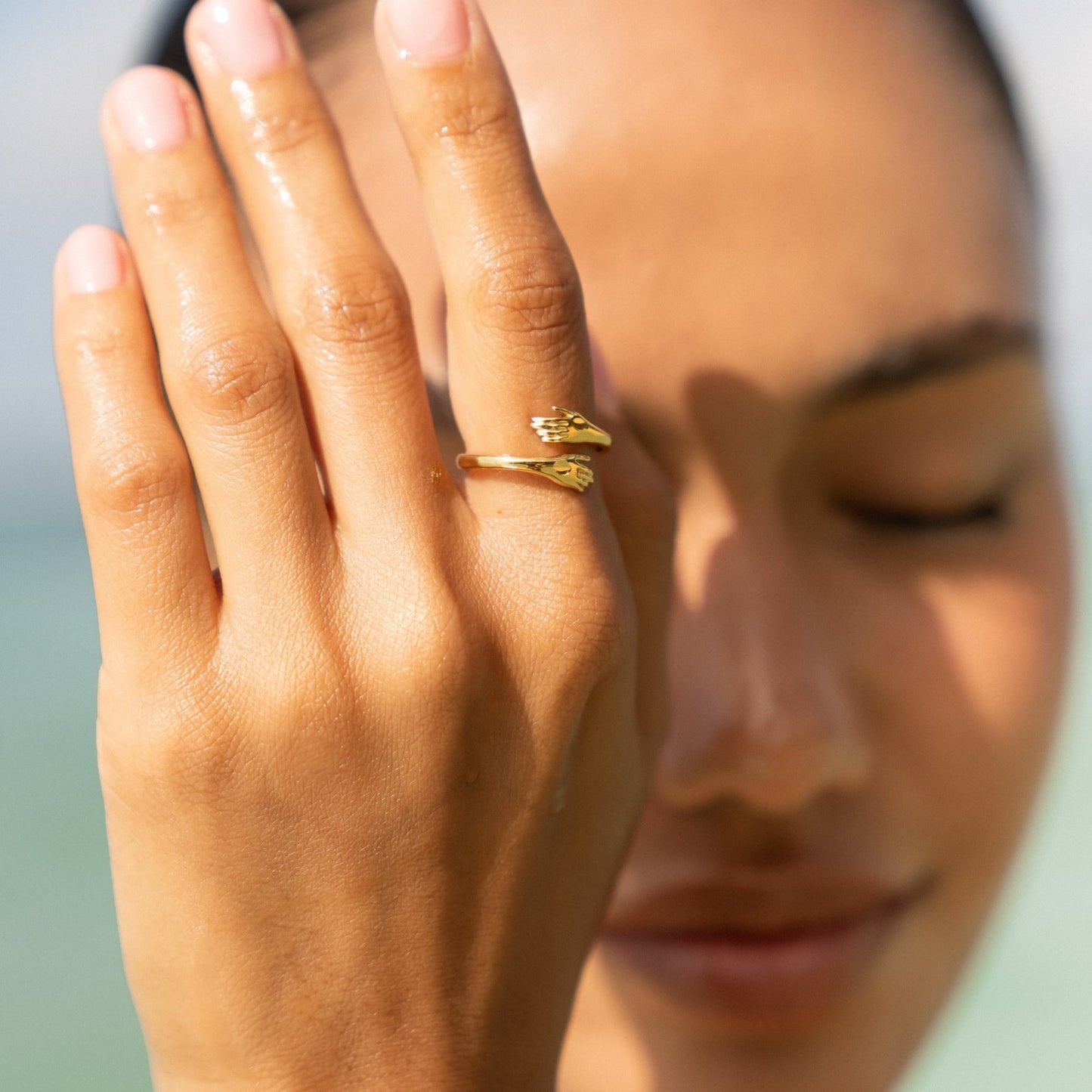 Damen Ring Gold verstellbar offenes Wrap-Design wasserfest hypoallergen