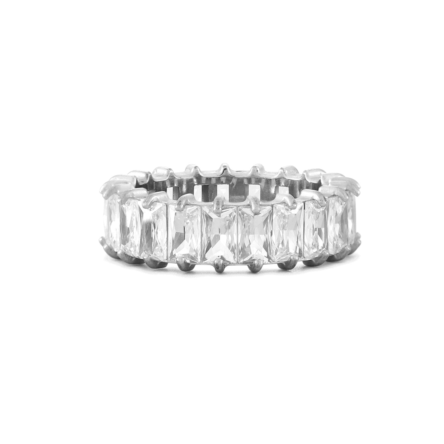Damen Eternity Ring Gold mit rechteckigen Zirkonen 6,7 mm wasserdicht