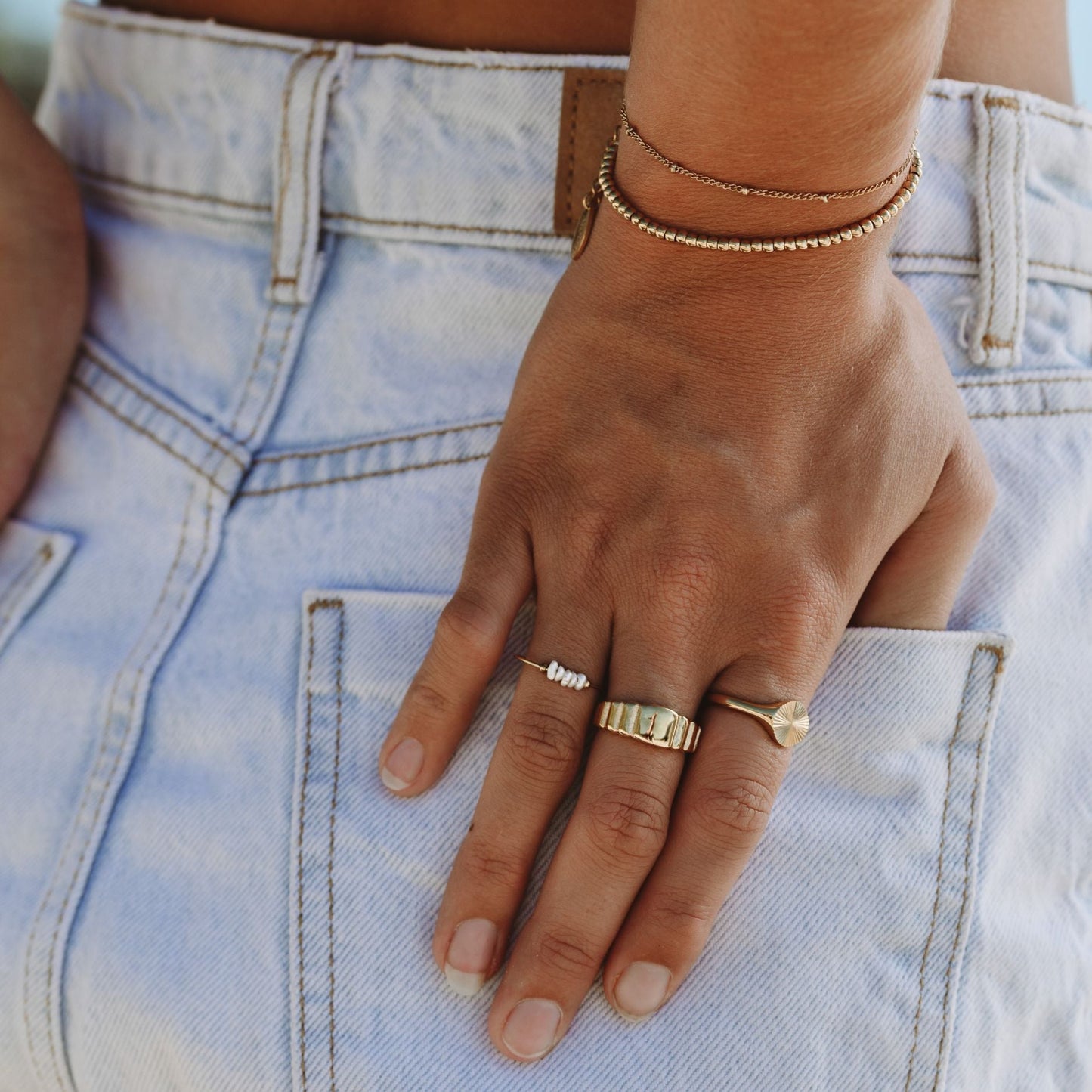 Damen Ring Gold chunky wasserfest hypoallergen