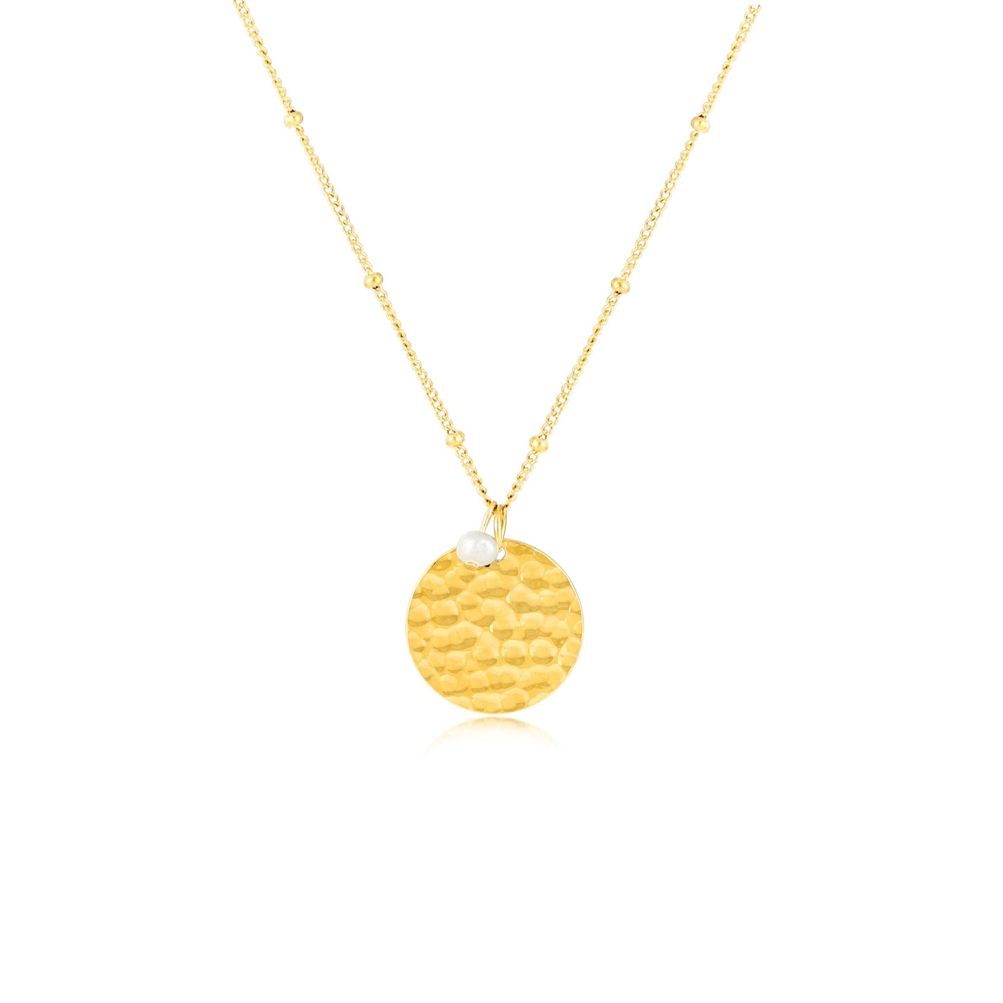 Damen Halskette Gold Medaillon Anhänger Süßwasserperle wasserdicht hypoallergen