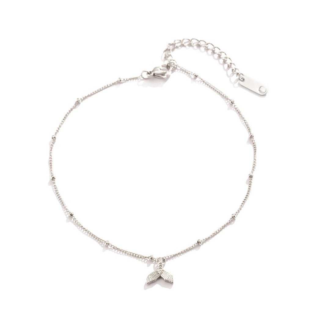 Damen Fußkette Meerjungfrau Gold wasserfest verstellbar 22 + 4 cm