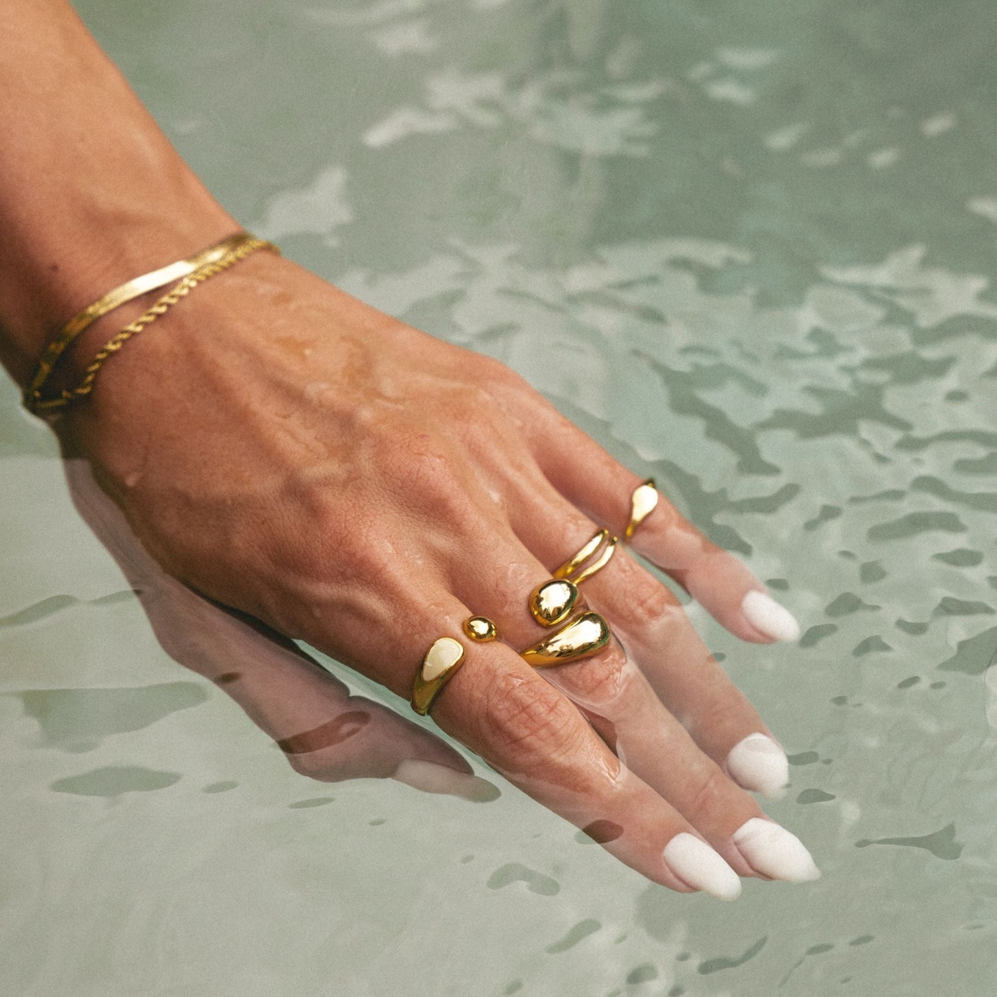 Damen Ring Gold Double Twist wasserfest hypoallergen