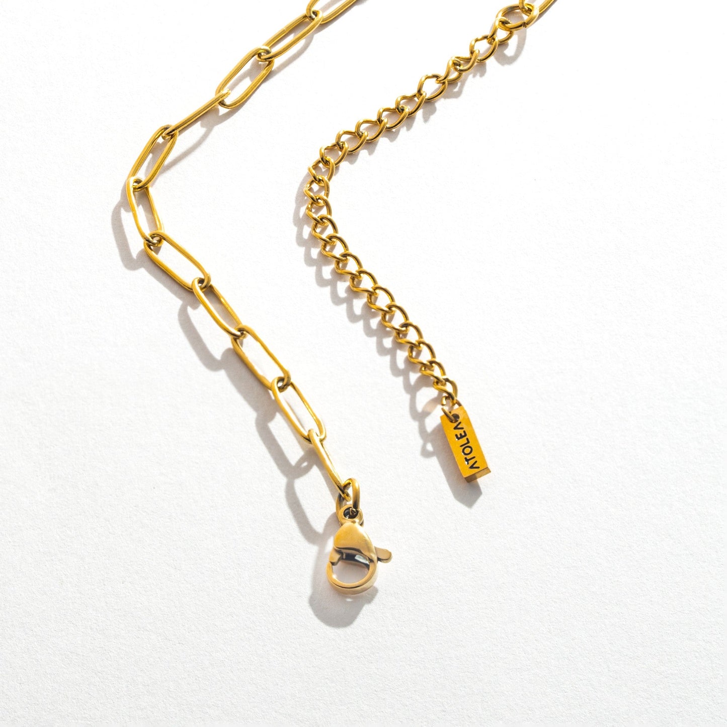 Damen Paperclip Schmuckset Gold Halskette Armband wasserfest 3 mm
