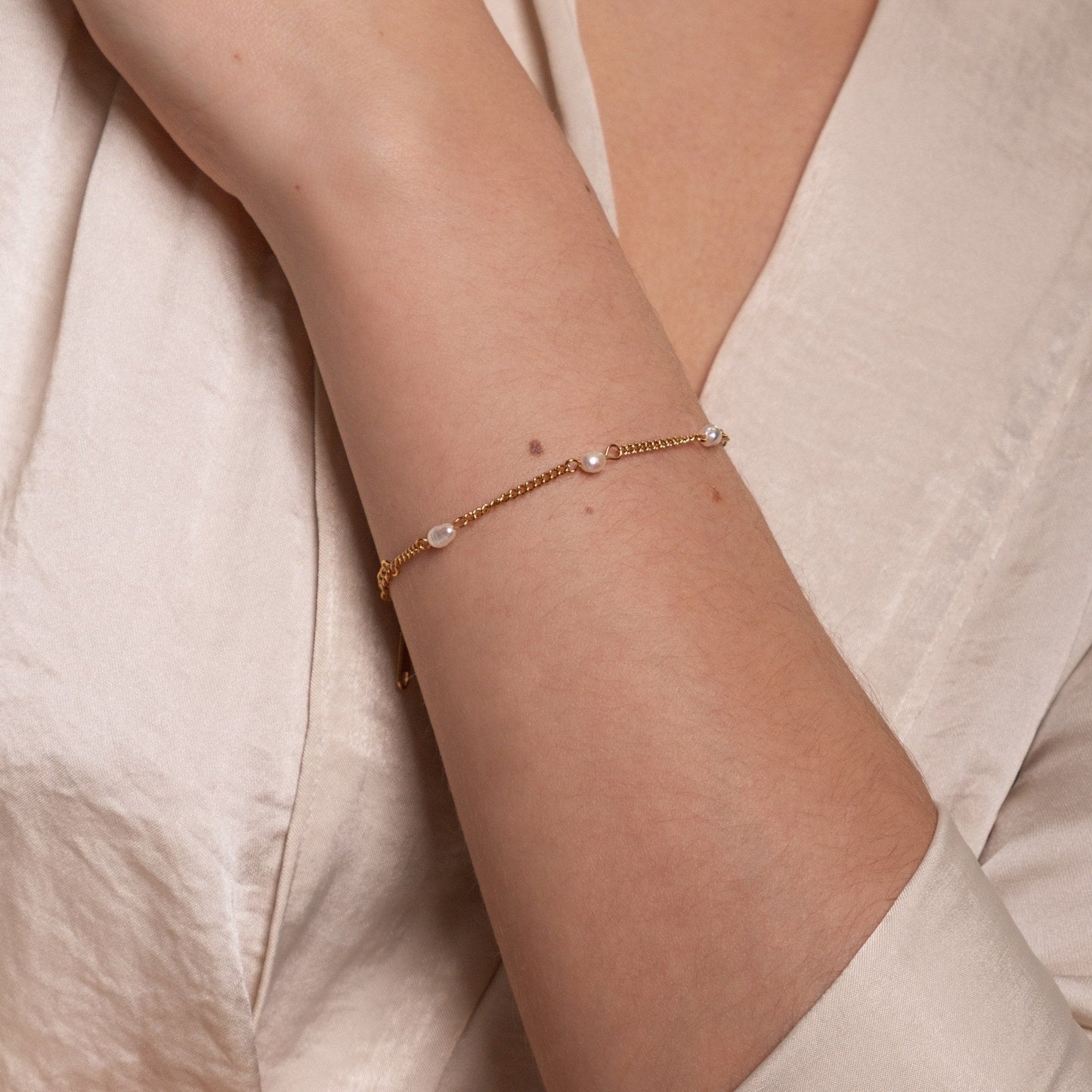 Damen Perlenarmband gold Süßwasserperlen Edelstahl wasserfest