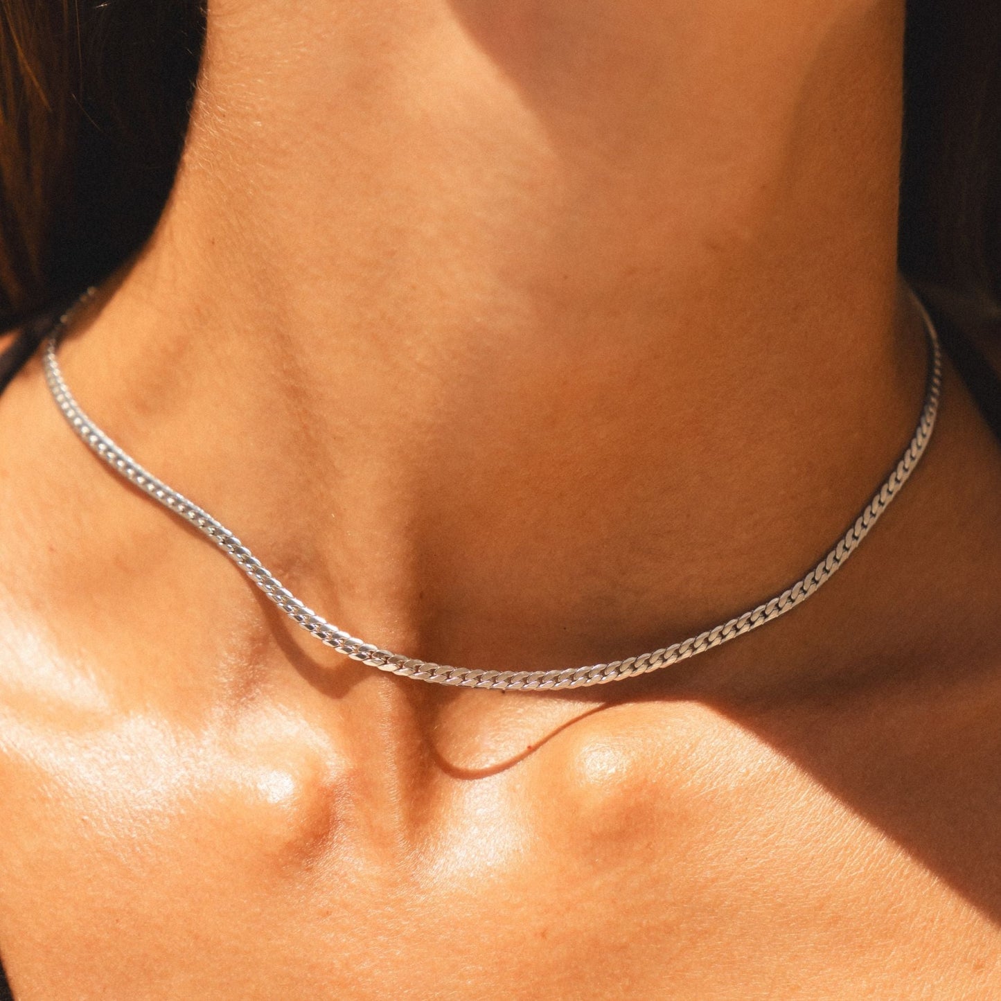 Damen Choker Halskette Gold 3 mm wasserfest Edelstahl verstellbar