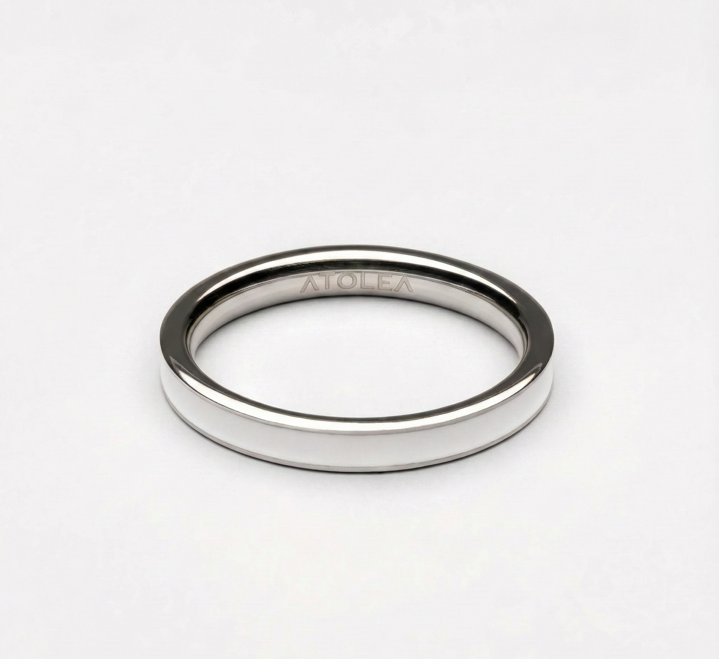 Damen Ring Weiß schmal wasserdicht hypoallergen 18k Gold PVD Emaille