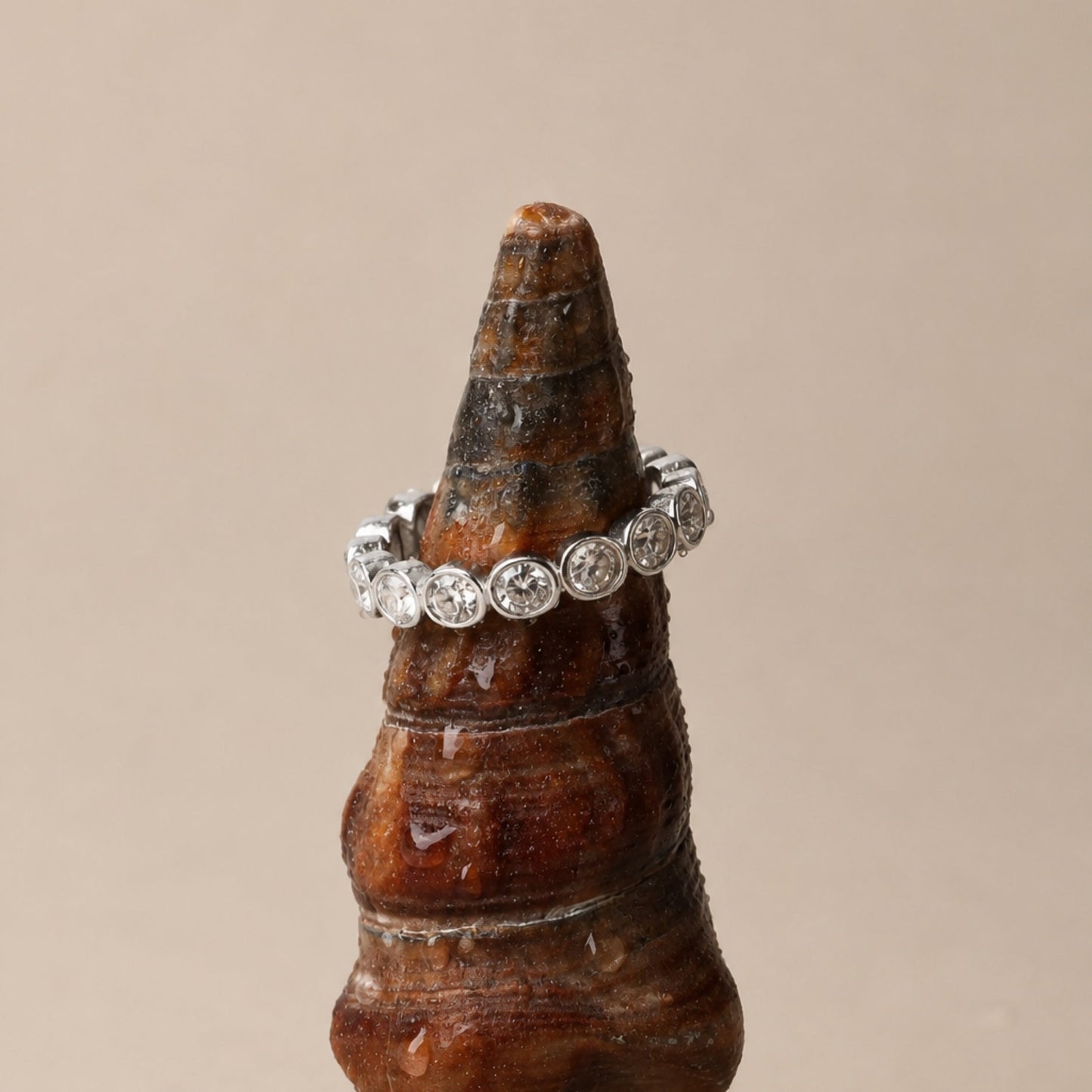 Damen Ring Gold Perlenoptik funkelnde Zirkonsteine wasserfest