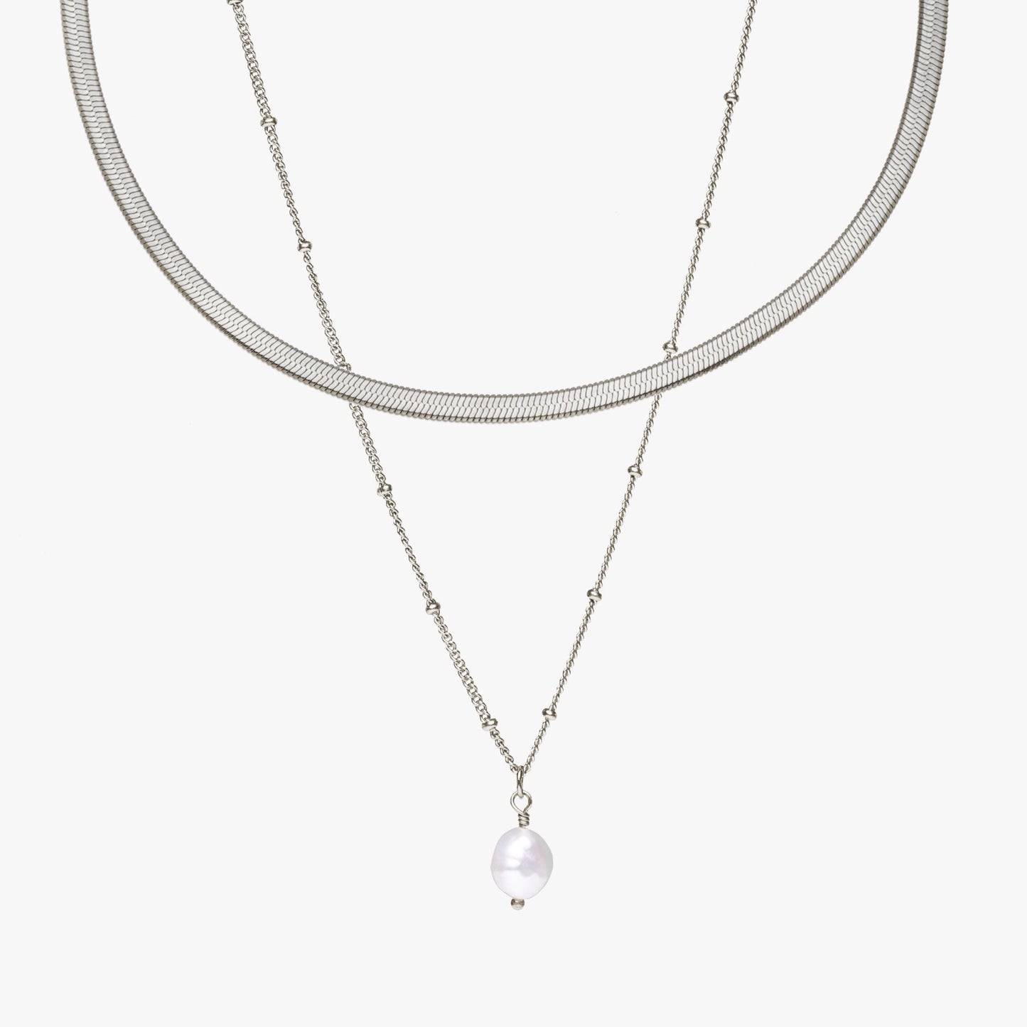 Damen Schmuckset Gold wasserfest Choker mit Barockperlen-Anhänger 2-teilig