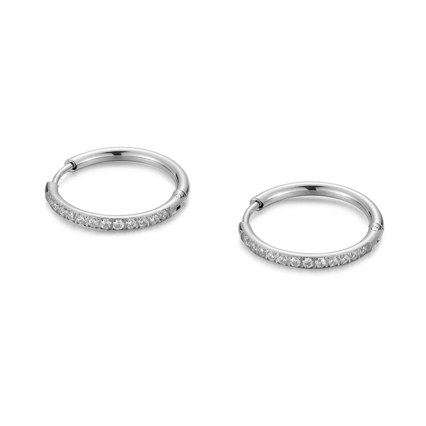 Damen Huggie Creolen gold Pavé Zirkonia Edelstahl wasserfest