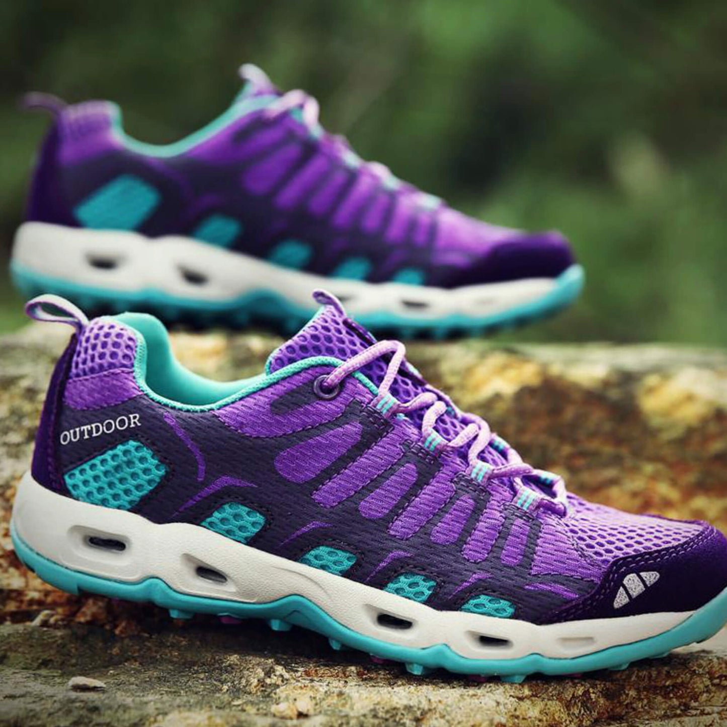Damen Trekking Sneaker Schnürschuh Mesh-Gewebe mit Grip und Dämpfung