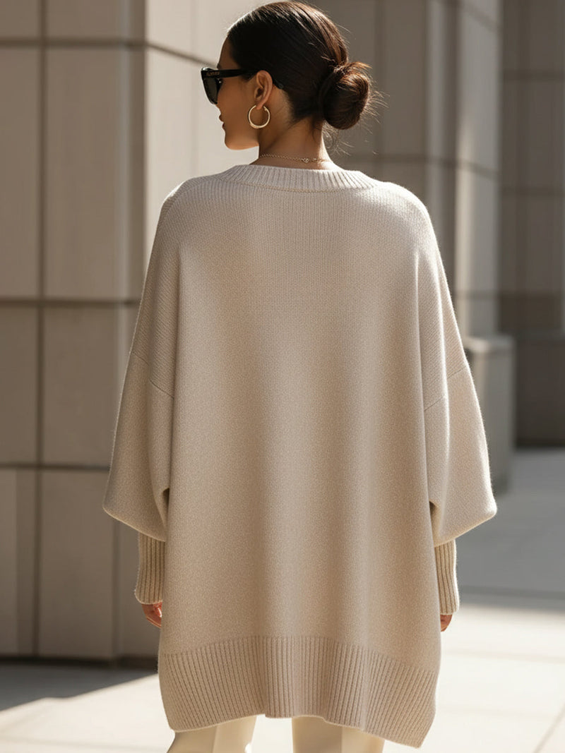 Kimia™ Übergrosser Gestrickter Rundhalsausschnitt Pullover