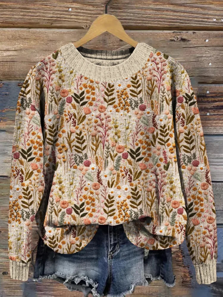 Bequemer geblümter Pullover