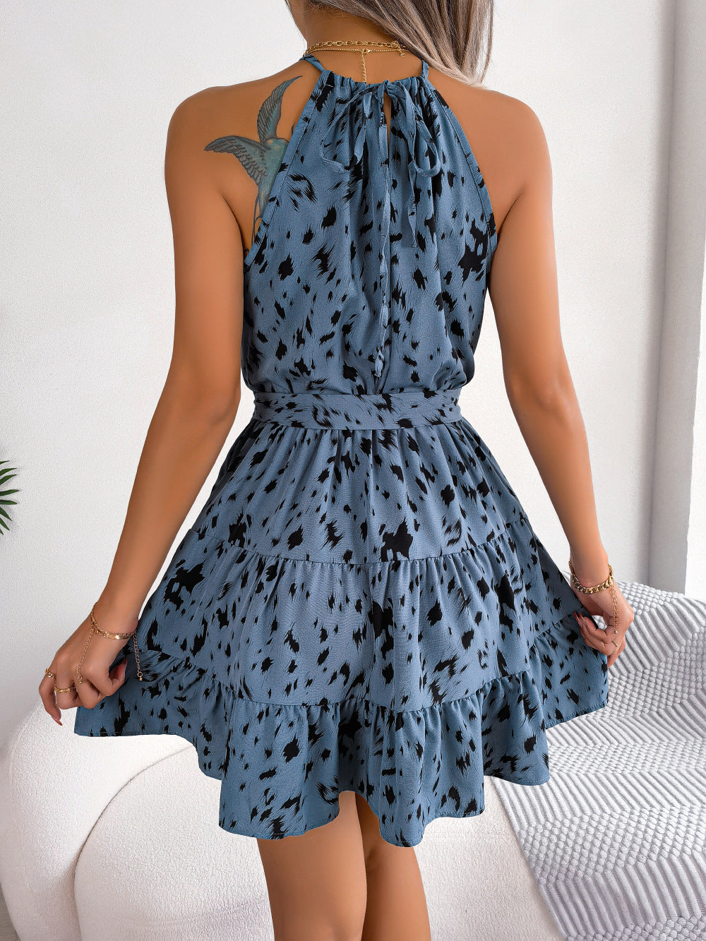 Sommerkleid mit Rüschen | Leopard