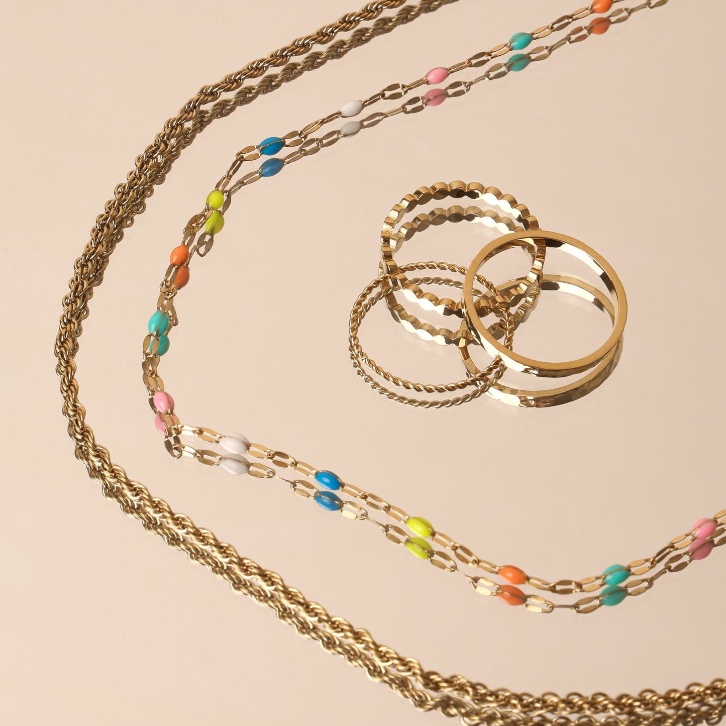 Damen Regenbogen Choker Gold Emaille bunt wasserfest hypoallergen Halskette