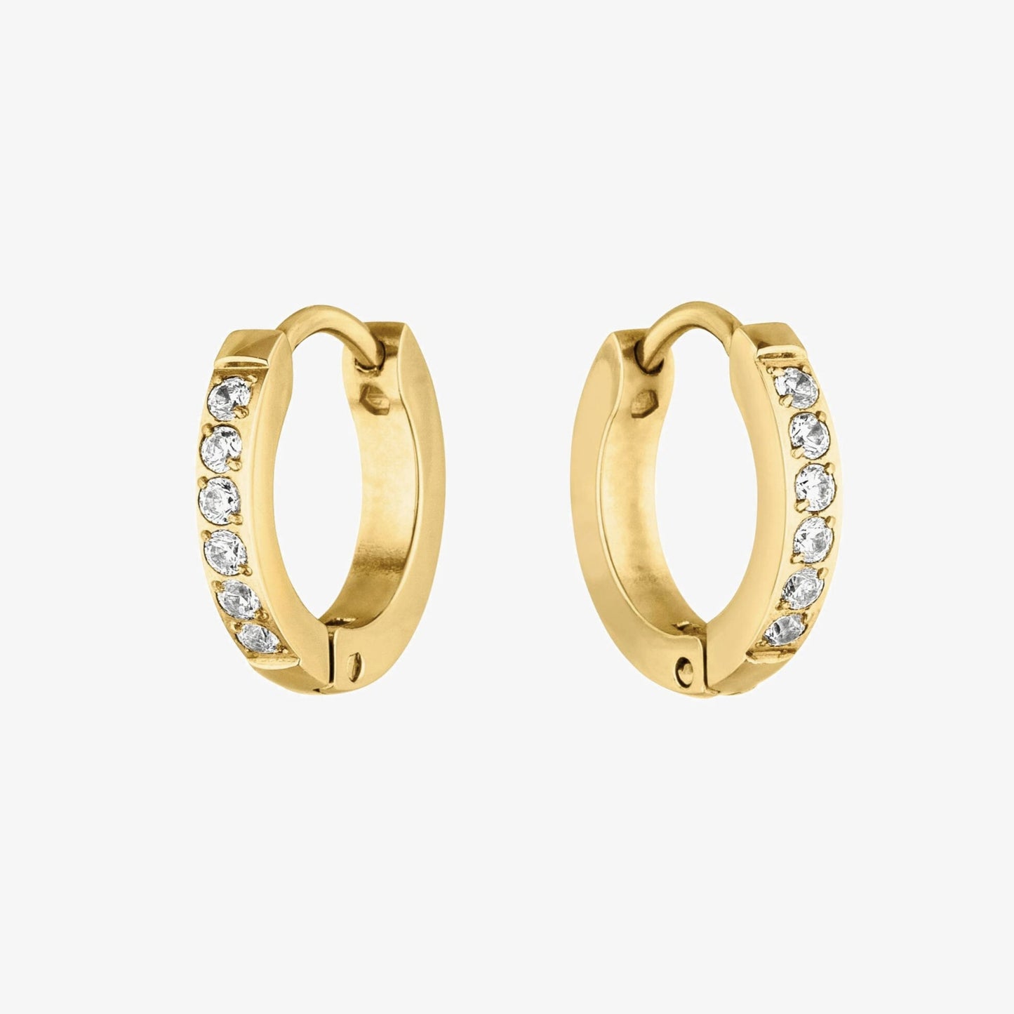 Damen Mini Creolen gold Zirkonia Edelstahl wasserfest hypoallergen