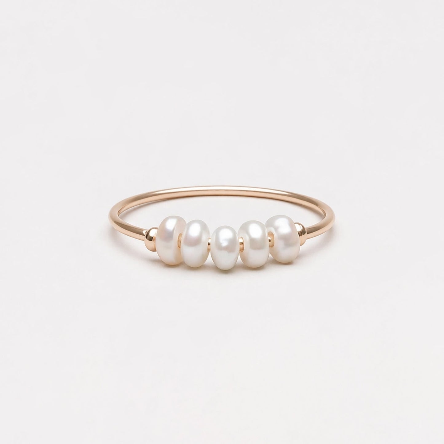 Damen Ring Gold mit Mini Süßwasserperlen, wasserfest, hypoallergen