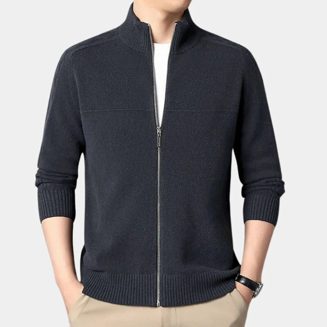 Woll Zip Rollkragenpullover aus Strick