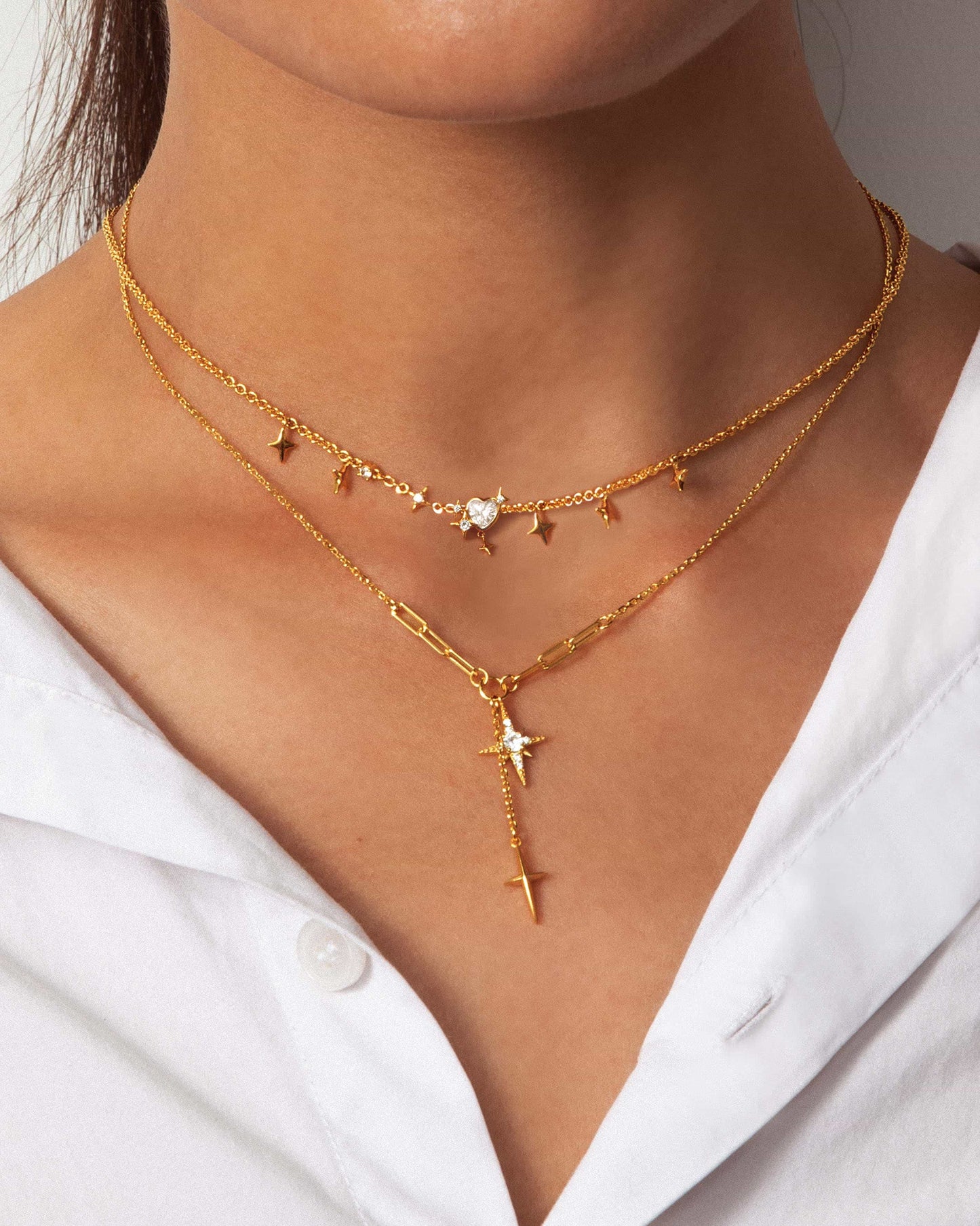 Damen Halskette Gold mit Stern Anhänger wasserfest hypoallergen Edelstahl
