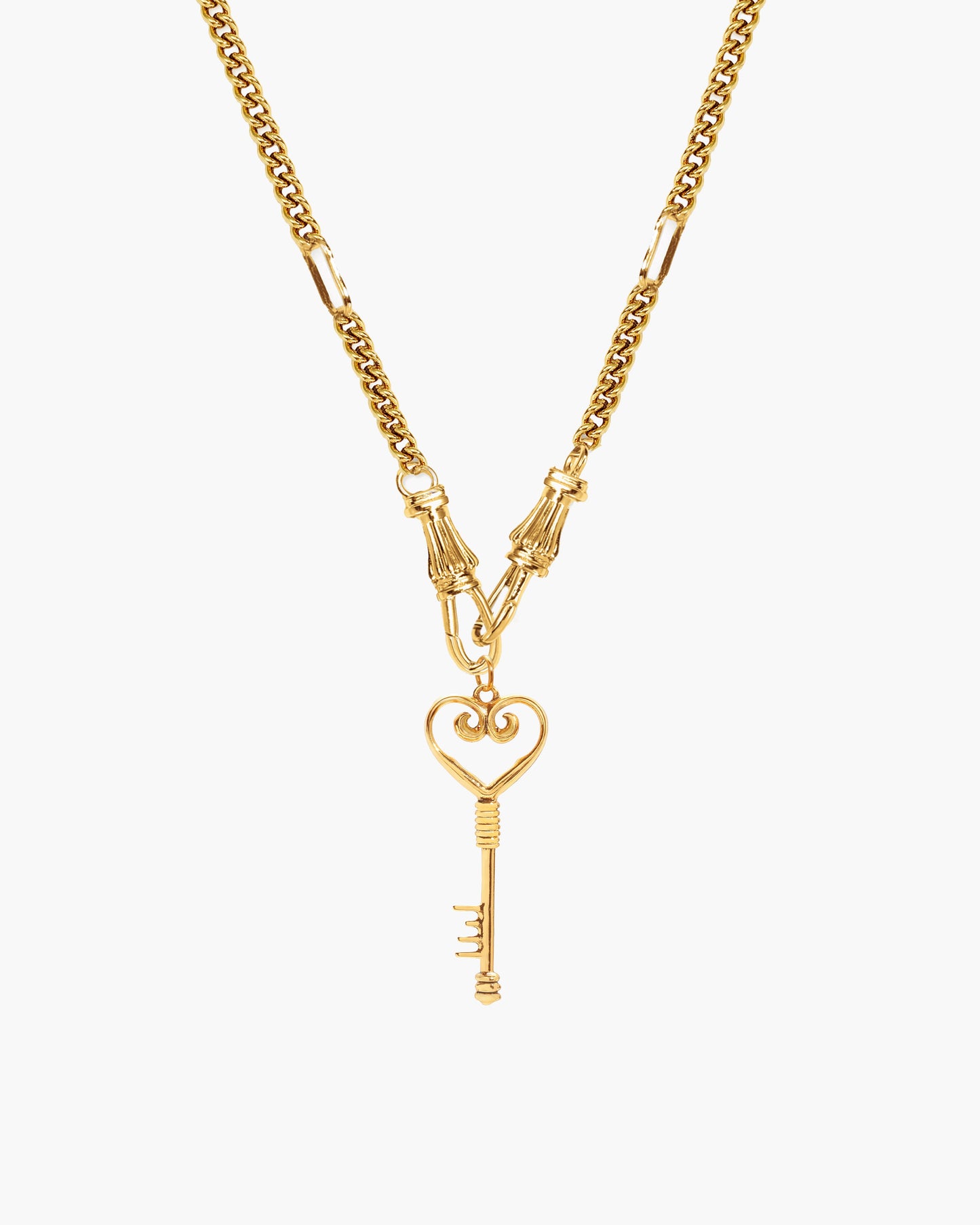 Damen Halskette Gold mit Charm Holder Verschluss Edelstahl wasserfest hypoallergen