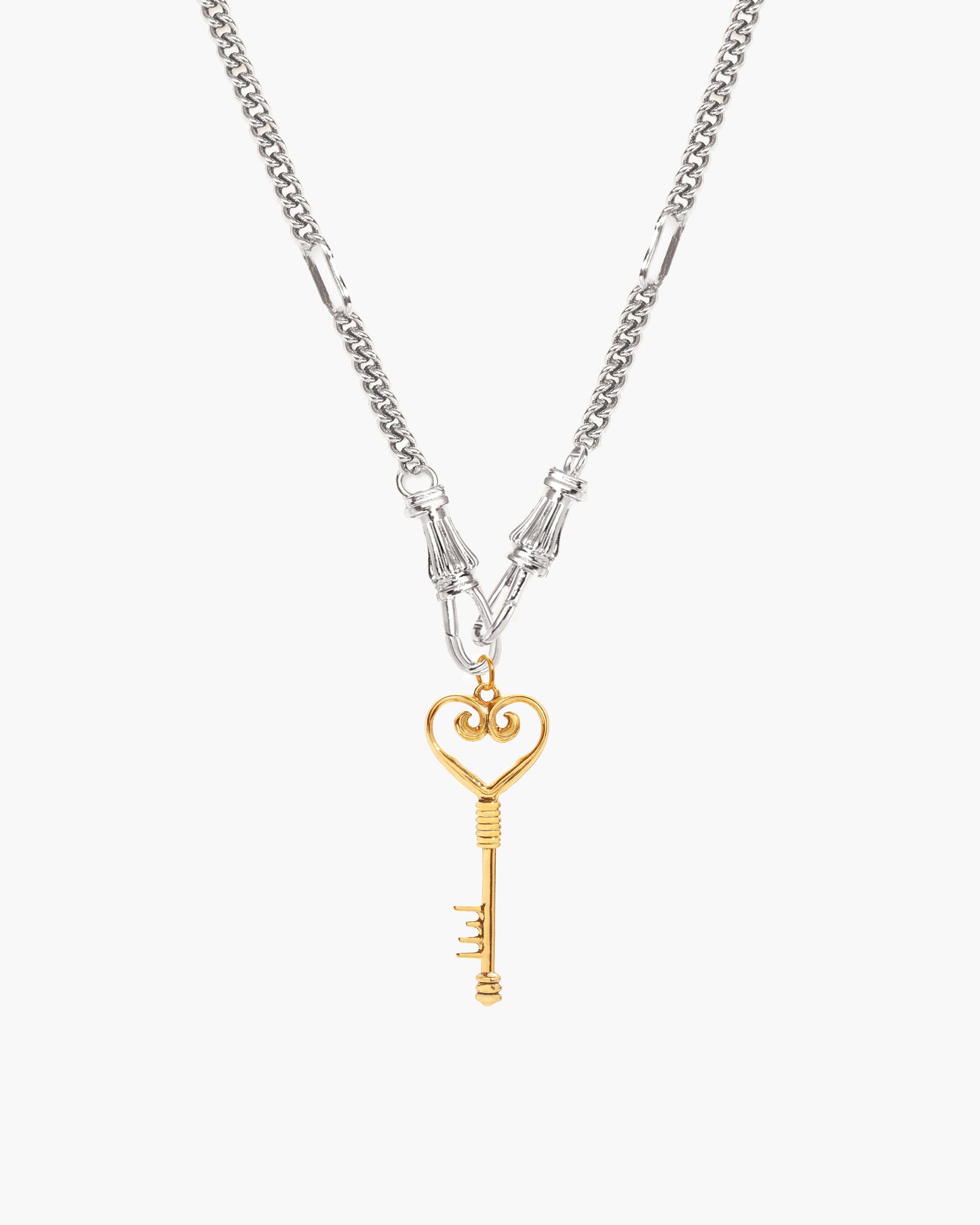 Damen Halskette Gold mit Charm Holder Verschluss Edelstahl wasserfest hypoallergen