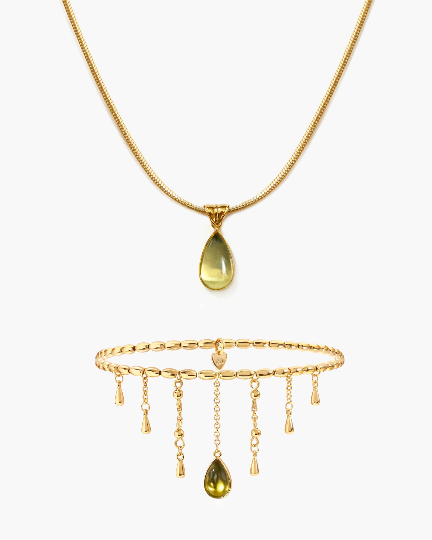 Damen Halskette Gold mit Tropfen Anhänger wasserfest hypoallergen Edelstahl