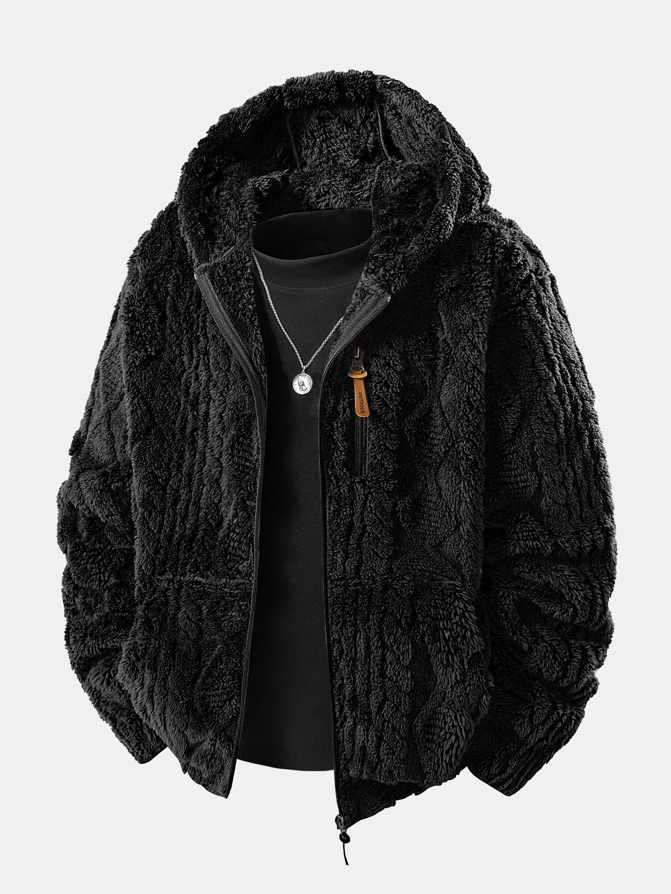 Alonzo™  Geometrischer Jacquard Teddy Kapuzenpullover