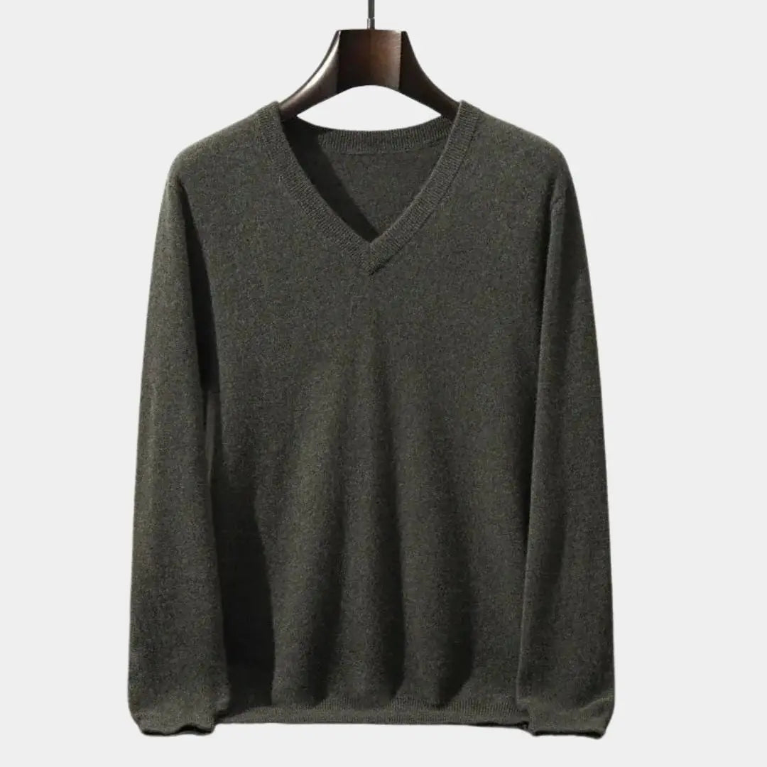V-Ausschnitt Strickpullover aus Wolle
