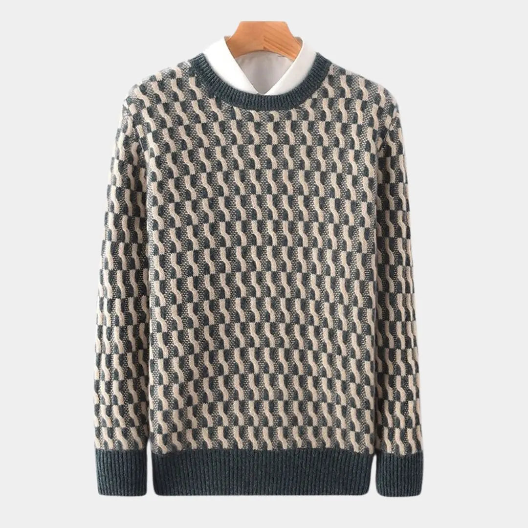 Geometrischer Pullover mit Rundhalsausschnitt