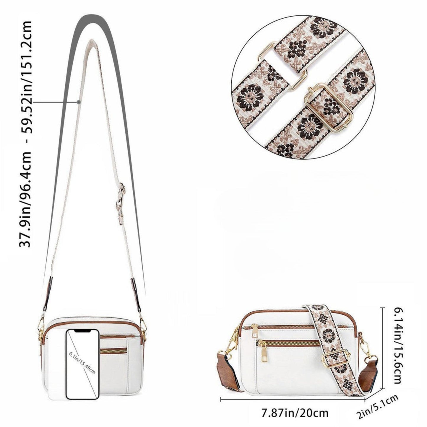 Sharena – Schultertasche Mit Blumenriemen