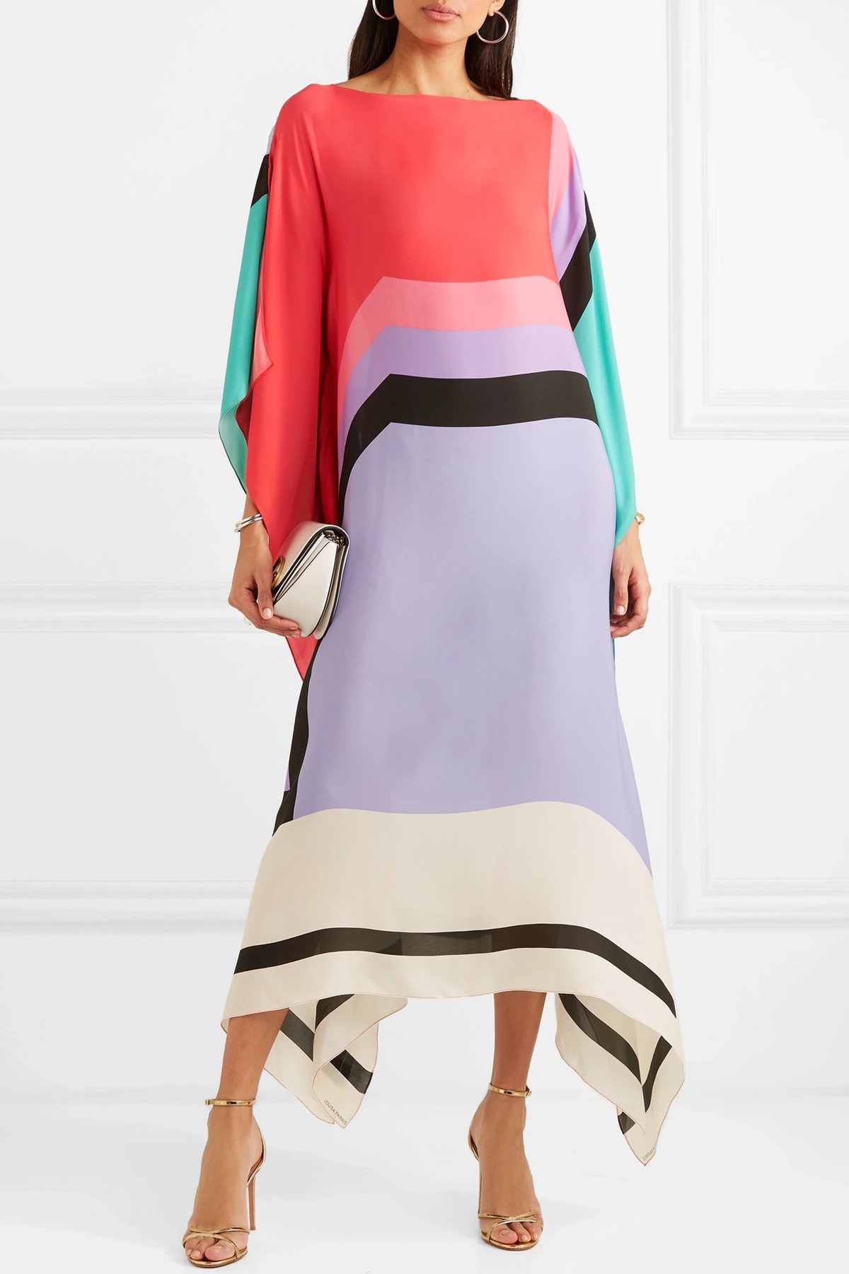 Susan Gestreiftes Patchwork Kleid Mit Druck