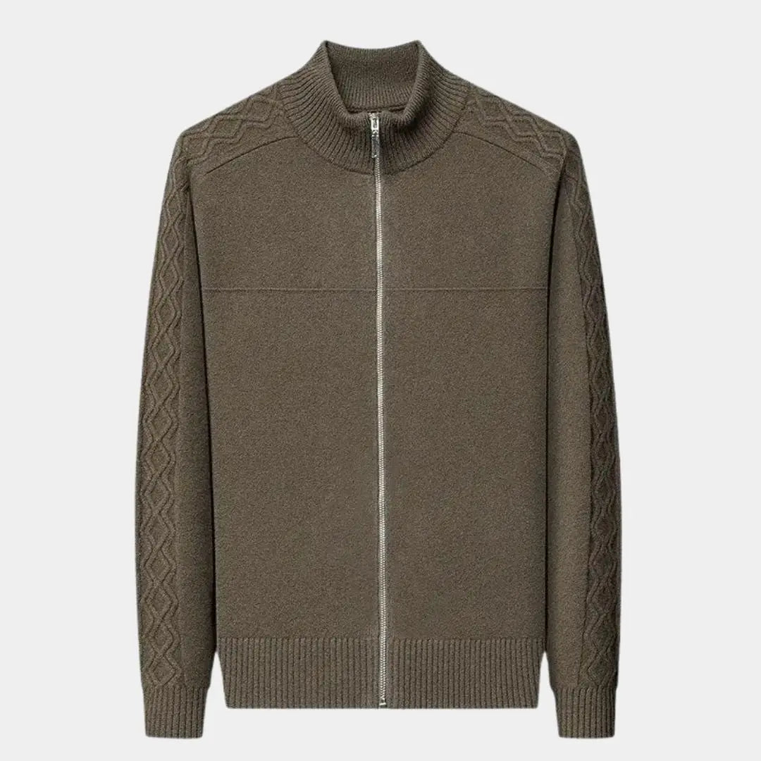 Woll Zip Rollkragenpullover aus Strick