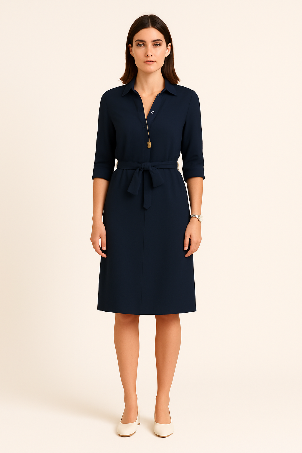 HERBERGER | Festliches Damen Hemdblusenkleid mit Knopfleiste