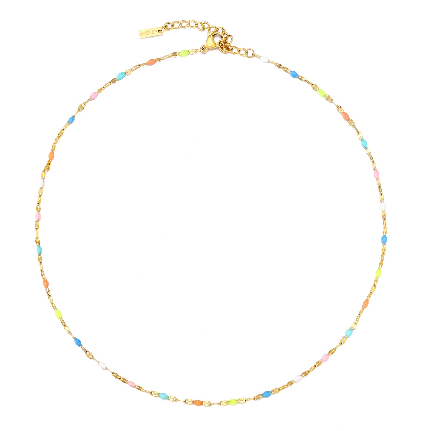Damen Regenbogen Choker Gold Emaille bunt wasserfest hypoallergen Halskette