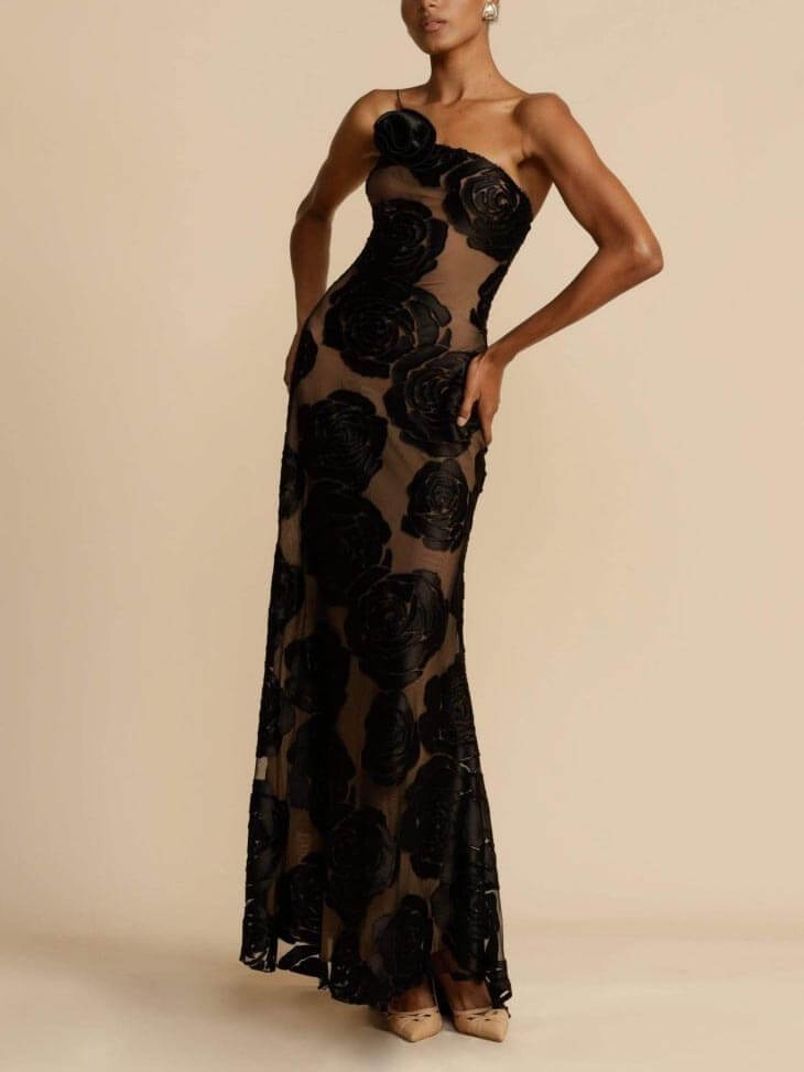 Maxikleid mit Flammen Blumenmuster