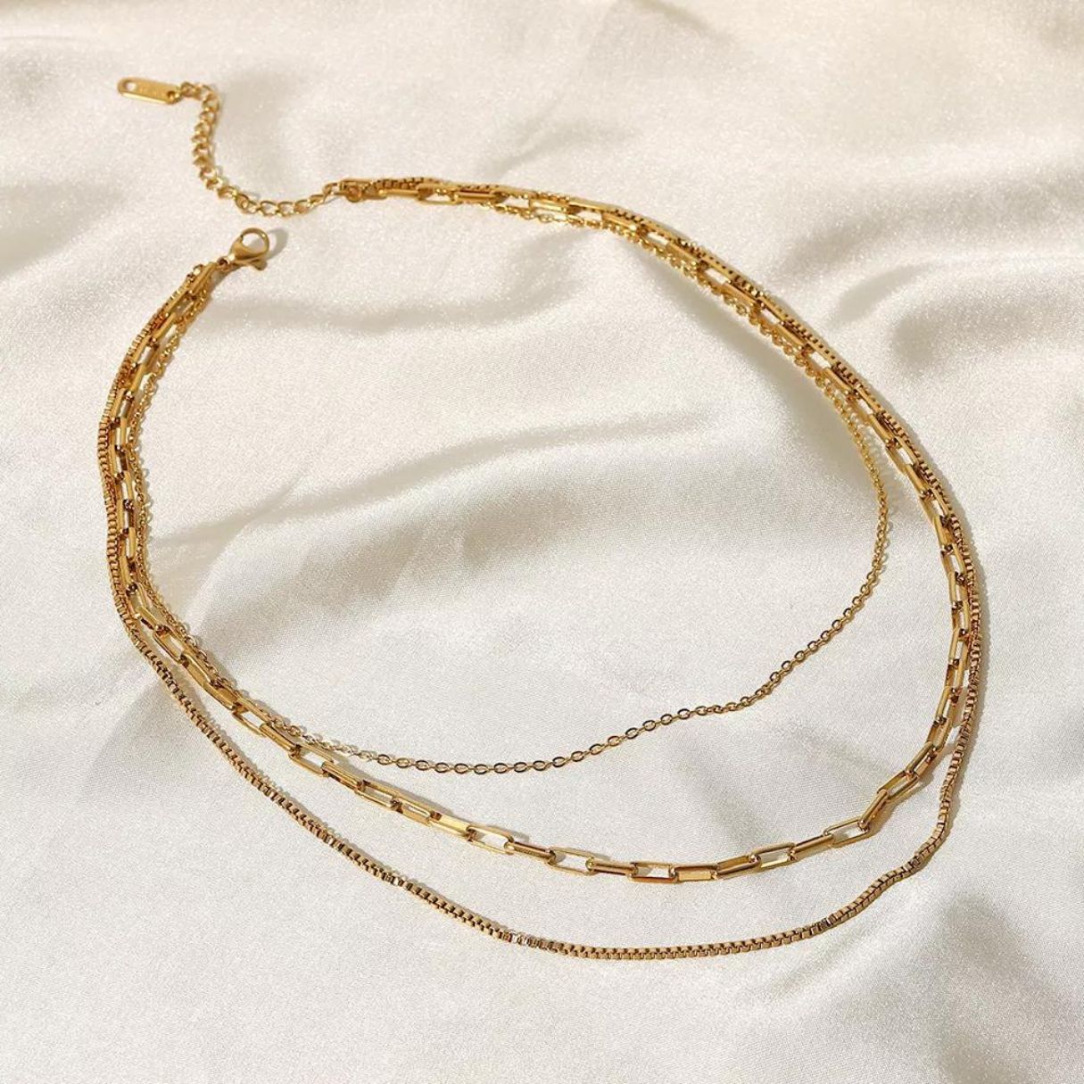 Damen Layering Halskette Gold mehrreihig verstellbar wasserdicht hypoallergen