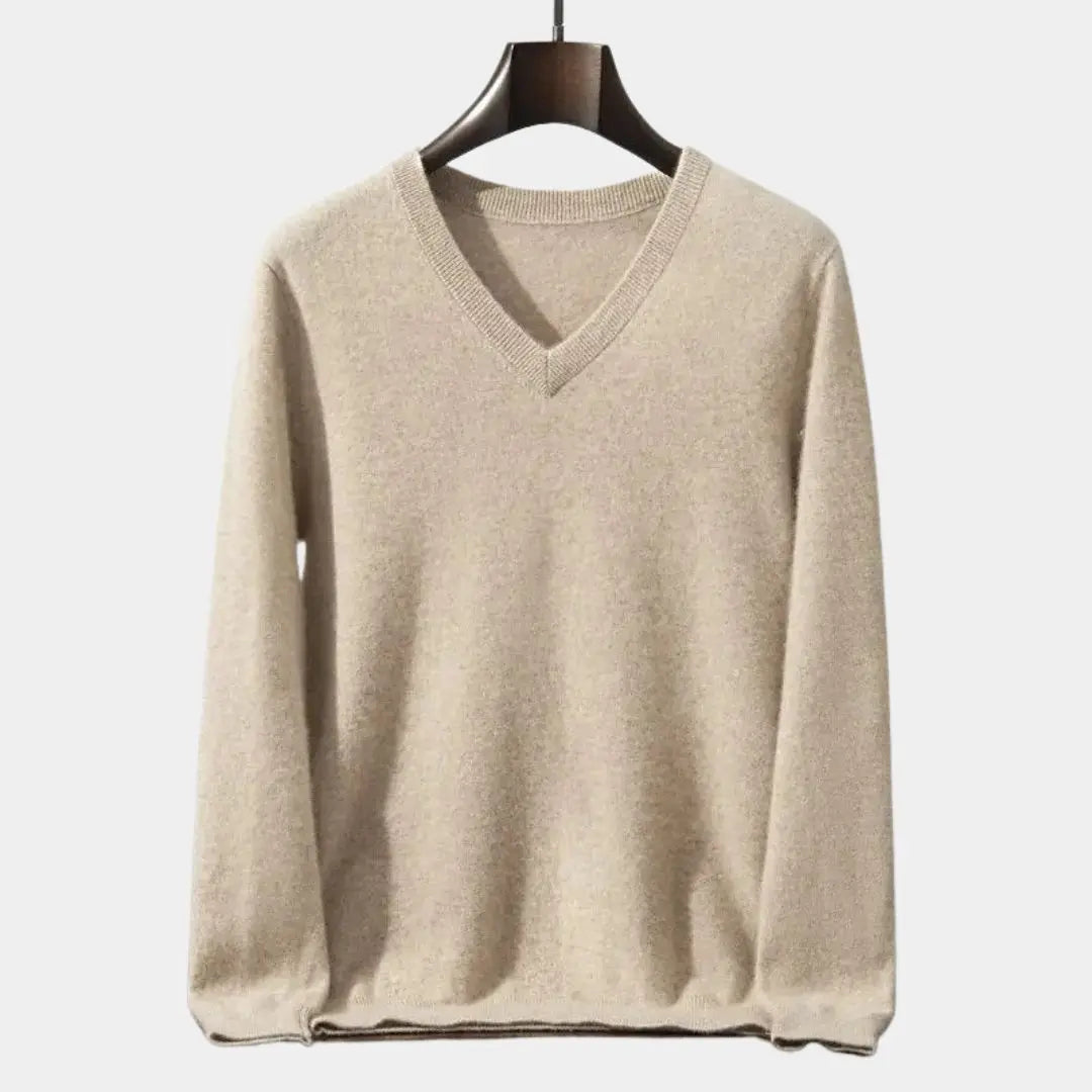 V-Ausschnitt Strickpullover aus Wolle