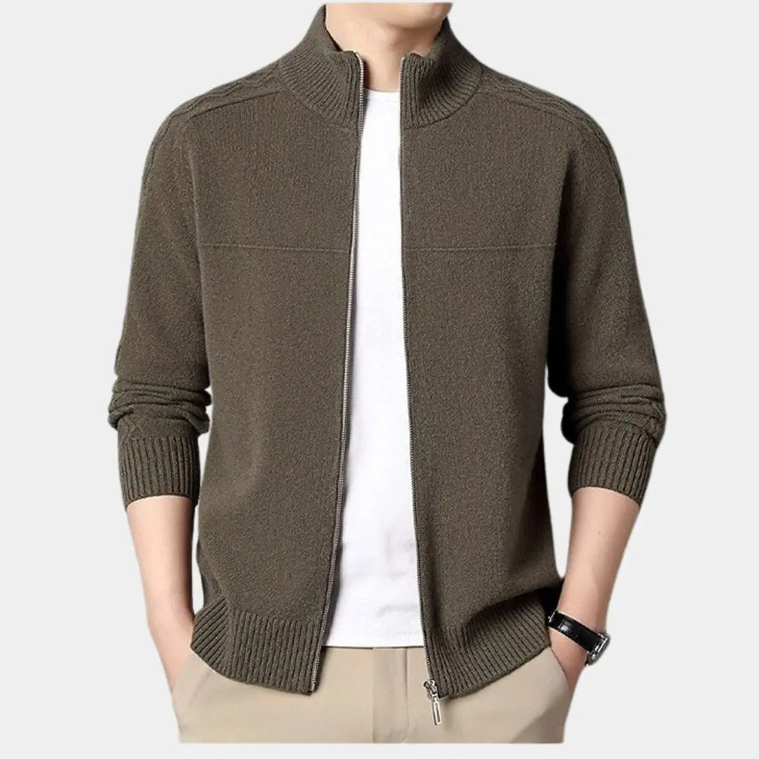 Woll Zip Rollkragenpullover aus Strick