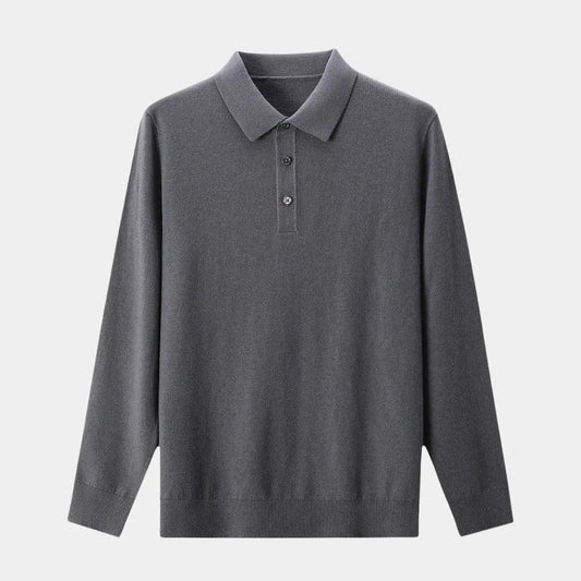 Wollstrick-Polopullover mit Knopfleiste