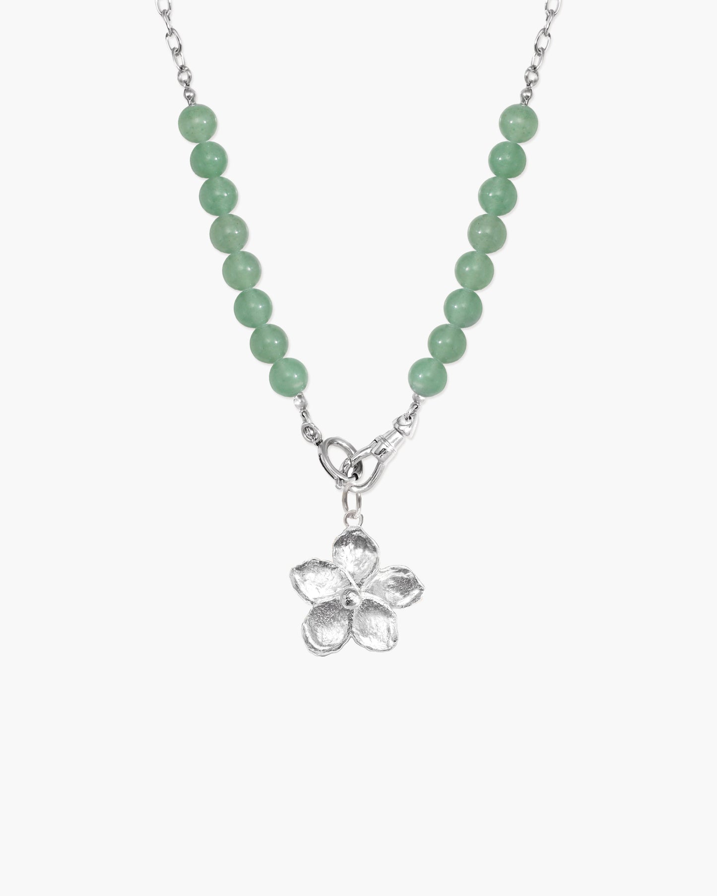 Damen Perlenkette mit Bergkristall und Charm Holder Verschluss wasserfest hypoallergen Edelstahl